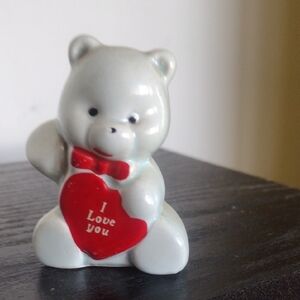 Cute Bear Figurine with Red Heart